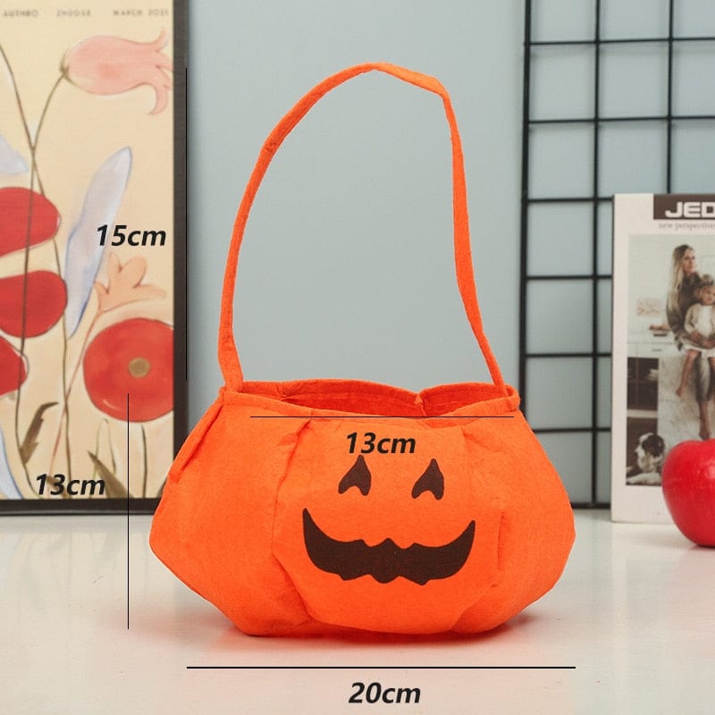 GeckoCustom Cute Halloween Portable Pumpkin Bag Trick Or Treat Kids Candy Bag Happy Halloween Day Gift Pumpkin Backpack Shoulder Bag as shows 9