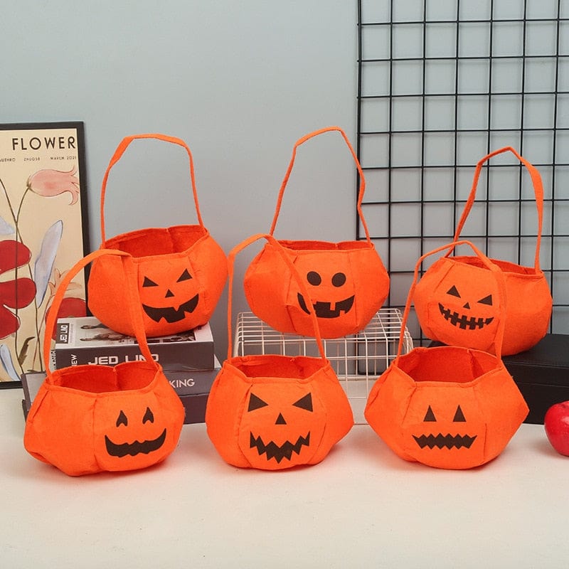GeckoCustom Cute Halloween Portable Pumpkin Bag Trick Or Treat Kids Candy Bag Happy Halloween Day Gift Pumpkin Backpack Shoulder Bag