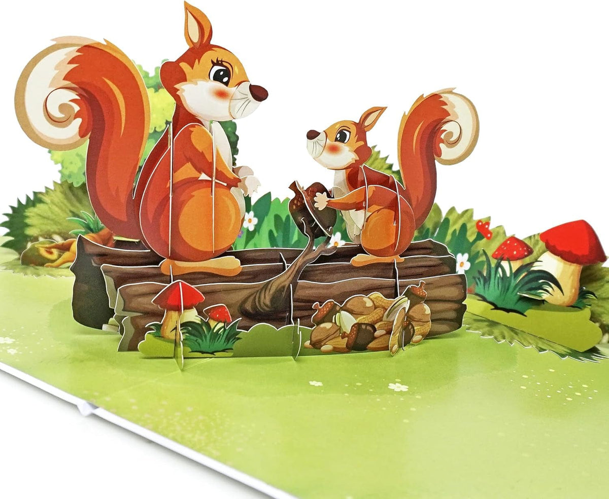 GeckoCustom CUTPOPUP Hummingbird Birthday Card Pop Up, Mothers Day, Fathers Day, 3D Popup Greeting Card, Birthday Card for Women (Hummingbird Sunflower) Chipmunk-6X8In