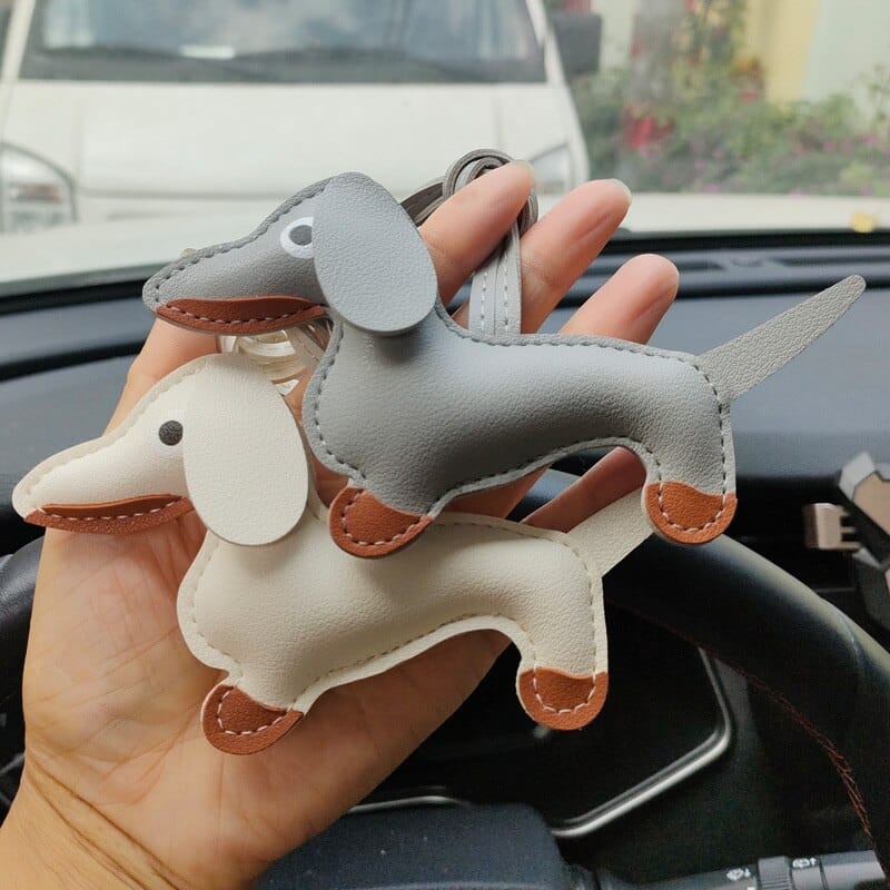 GeckoCustom Dachshund PU Leather Dog Keychains