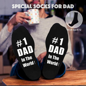 GeckoCustom Dad Gifts, 8PCS Fathers Day Gift Includes 20Oz Tumbler with Lid Straw Brush Socks Bracelet Key Chain Thanks Card Gift Box, Best Dad Ever Gifts from Daughter Son Kids for Christmas Birthday