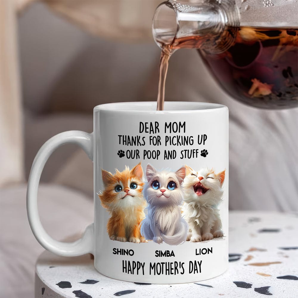 GeckoCustom Dad Mom Thanks For Picking Up My Poop And Stuff Personalized White Mug Gift For Cat Lovers CH07 895240