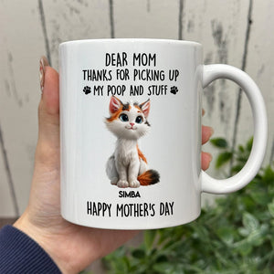 GeckoCustom Dad Mom Thanks For Picking Up My Poop And Stuff Personalized White Mug Gift For Cat Lovers CH07 895240