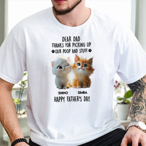 GeckoCustom Dad, Mom Thanks For Picking Up Our Poop And Stuff Personalized Bright Shirt Cat Lover Gifts CH07 895246 Unisex Tshirt / Sport Grey / S