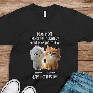 GeckoCustom Dad, Mom Thanks For Picking Up Our Poop And Stuff Personalized Dark Shirt Cat Lover Gifts CH07 895248 Basic Tee / Black / S