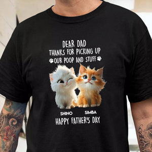 GeckoCustom Dad, Mom Thanks For Picking Up Our Poop And Stuff Personalized Dark Shirt Cat Lover Gifts CH07 895248 Premium Tee / P Black / S