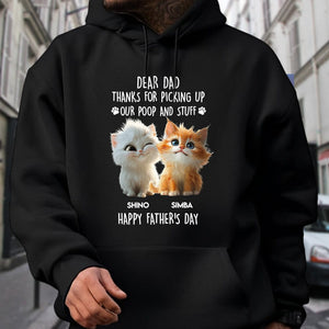 GeckoCustom Dad, Mom Thanks For Picking Up Our Poop And Stuff Personalized Dark Shirt Cat Lover Gifts CH07 895248 Pullover Hoodie / Black Colour / S