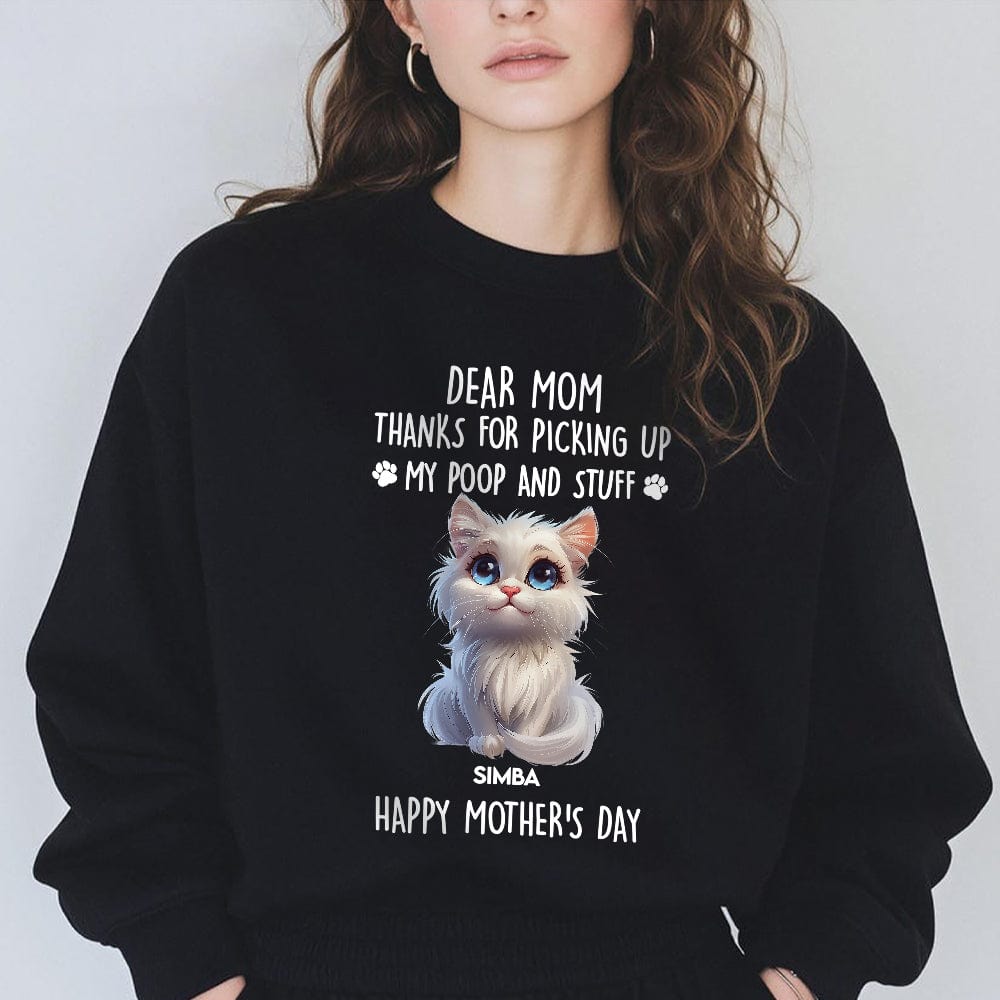 GeckoCustom Dad, Mom Thanks For Picking Up Our Poop And Stuff Personalized Dark Shirt Cat Lover Gifts CH07 895248 Sweatshirt (Favorite) / V Black / S