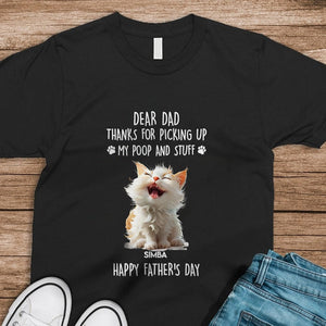 GeckoCustom Dad, Mom Thanks For Picking Up Our Poop And Stuff Personalized Dark Shirt Cat Lover Gifts CH07 895248