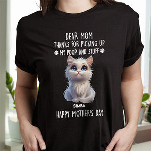 GeckoCustom Dad, Mom Thanks For Picking Up Our Poop And Stuff Personalized Dark Shirt Cat Lover Gifts CH07 895248 Women Tee / Black Color / S