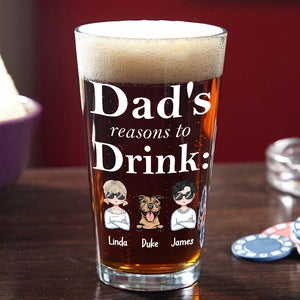 GeckoCustom Dad's Reasons To Drink Father's Day Print Beer Glass Personalized Gift TH10 891065 16oz / 2 sides