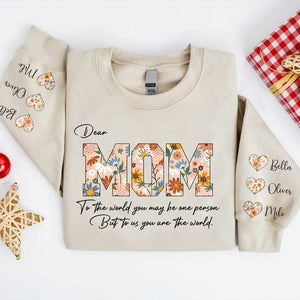 GeckoCustom Dear Mom To Us You Are The World Sweatshirt Personalized Gift TA29 890162