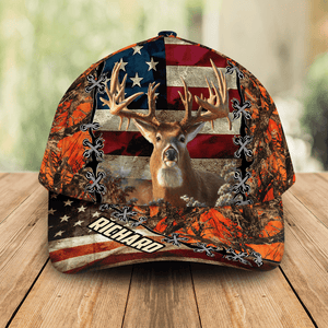 GeckoCustom Deer And Duck Hunting American Flag Baseball Cap Personalized Gift N304 890031 Polyester