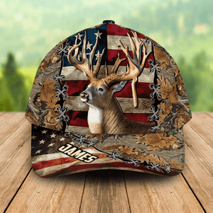 GeckoCustom Deer And Duck Hunting American Flag Baseball Cap Personalized Gift N304 890031 Polyester