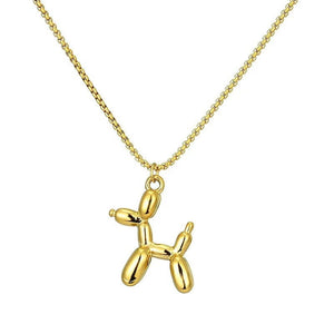 GeckoCustom DIEYURO 316L Stainless Steel Cute Style Balloon Dog Golden Pendant Necklace Sweet Funny Clavicle Chain Unique Girl Birthday Gift