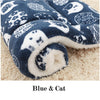 GeckoCustom Dog Bed Thickened Dog Mat Pet Cat Soft Fleece Pad Blanket Bed Mat Cushion Home Washable Rug Keep Warm Pet Supplies  cama perro Blue with Cat / XS 32x25cm / China