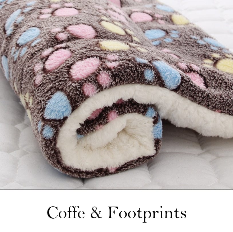 GeckoCustom Dog Bed Thickened Dog Mat Pet Cat Soft Fleece Pad Blanket Bed Mat Cushion Home Washable Rug Keep Warm Pet Supplies  cama perro Coffe with Footprint / XS 32x25cm / China