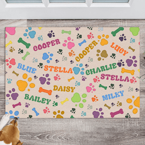 GeckoCustom Dog Bones and Paws Doormat Personalized Gift DA199 890071