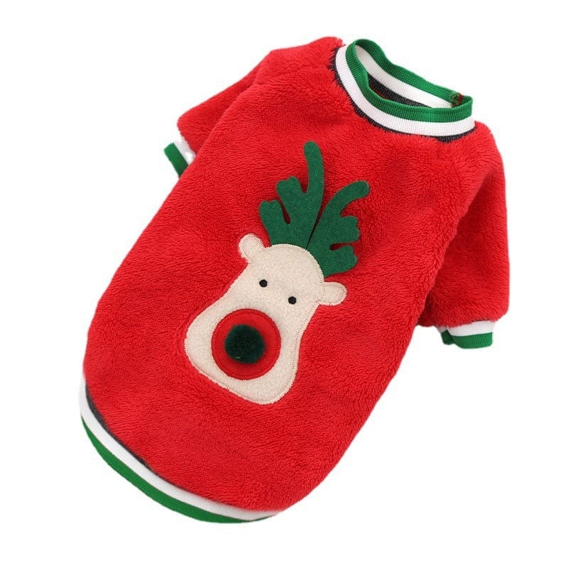GeckoCustom Dog Christmas Clothes Winter Warm Pet Clothes for Small Medium Dogs Elk Santa Claus Dog Cats Coat Hoodies Christmas Dogs Costume Red / XS