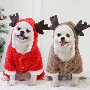 GeckoCustom Dog Christmas Clothes Winter Warm Pet Clothes for Small Medium Dogs Elk Santa Claus Dog Cats Coat Hoodies Christmas Dogs Costume