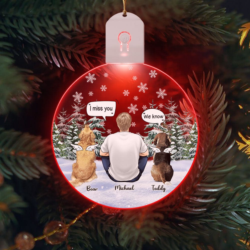 GeckoCustom Dog Dad Memorial Dog Circle Led Acrylic Ornament Personalized Gift HO82 893276 3 inches