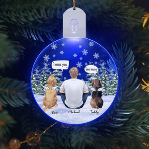 GeckoCustom Dog Dad Memorial Dog Circle Led Acrylic Ornament Personalized Gift HO82 893276 3 inches