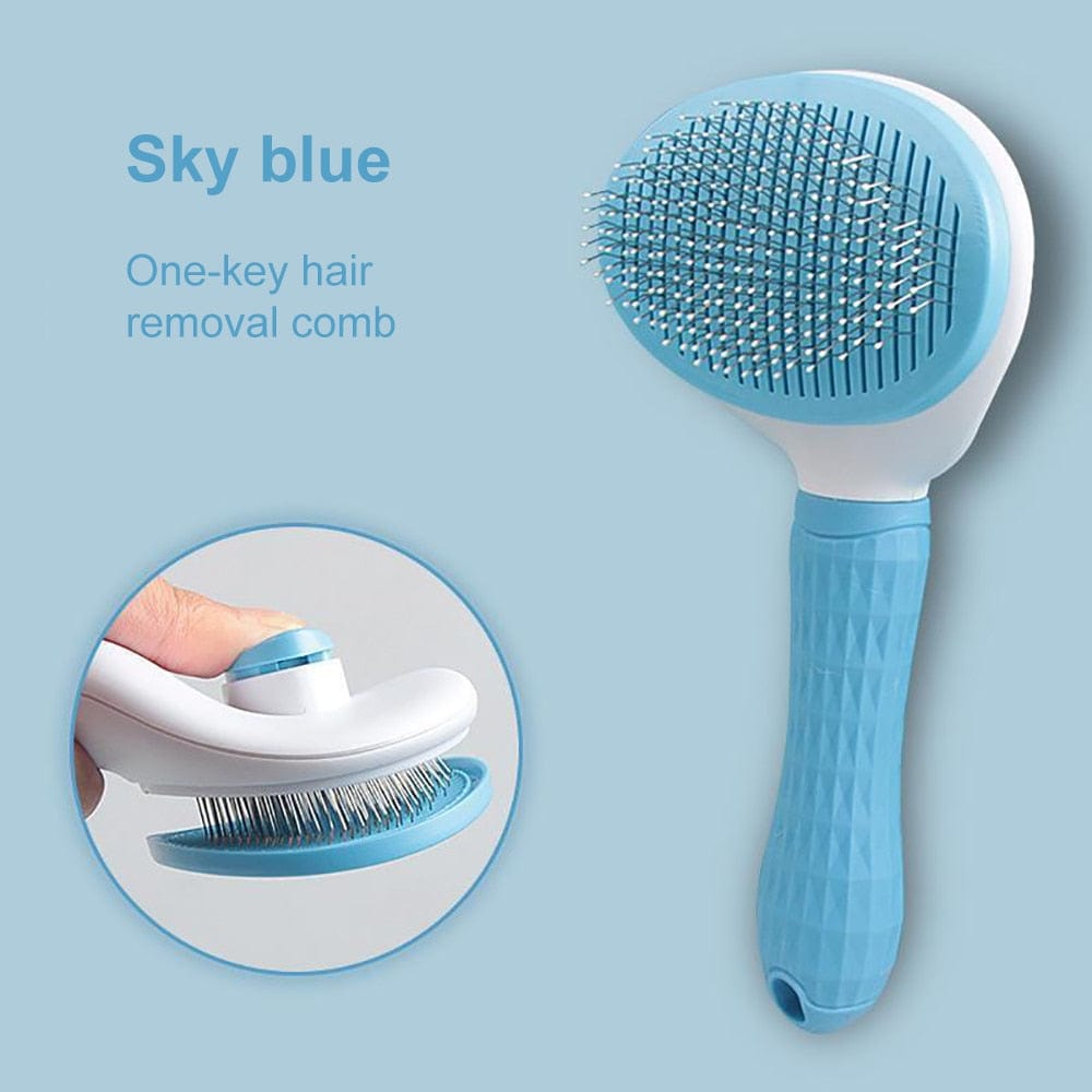 GeckoCustom Dog Hair Remover Brush Cat Dog Hair Grooming And Care Comb For Long Hair Dog Pet Removes Hairs Cleaning Bath Brush Dog Supplies oval blue