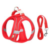 GeckoCustom Dog Harness Leash Set for Small Dogs Adjustable Puppy Cat Harness Vest French Bulldog Chihuahua Pug Outdoor Walking Lead Leash Red / XXS 1-2 kg