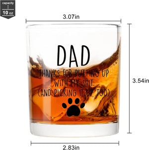 GeckoCustom Dog Lover Gifts, Funny Dog Dad Old Fashioned Glass, Funny Father’S Day Christmas Birthday Gifts for Dog Father Dog Lover Dad Husband Men from Daughter Son Wife, 10Oz Dad Whiskey Glass Transparent