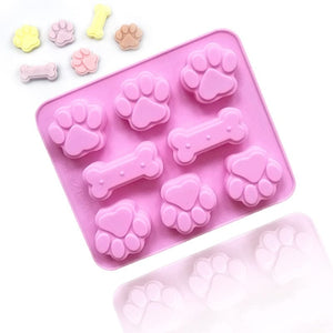 GeckoCustom Dog Paw Bone Mold Pet Frozen Treats Silicone Mould Puppy Cat Print Treat Moldes De Silicona Baking Accessories Cupcake Topper D