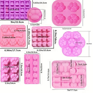 GeckoCustom Dog Paw Bone Mold Pet Frozen Treats Silicone Mould Puppy Cat Print Treat Moldes De Silicona Baking Accessories Cupcake Topper