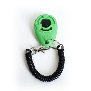 GeckoCustom Dog Training Clicker Pet Cat Plastic New Dogs Click Trainer Aid Tools Adjustable Wrist Strap Sound Key Chain Dog Supplies Emerald green