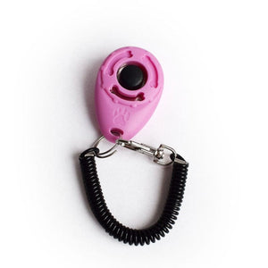 GeckoCustom Dog Training Clicker Pet Cat Plastic New Dogs Click Trainer Aid Tools Adjustable Wrist Strap Sound Key Chain Dog Supplies pink