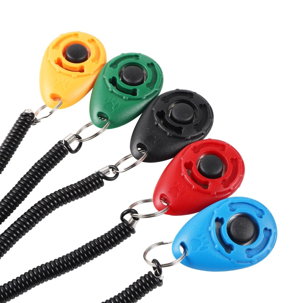 GeckoCustom Dog Training Clicker Pet Cat Plastic New Dogs Click Trainer Aid Tools Adjustable Wrist Strap Sound Key Chain Dog Supplies