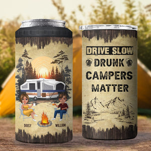 GeckoCustom Drive Slow Drunk Campers Matter Camping 4 In 1 Can Cooler Tumbler T228 889404