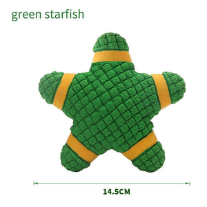 GeckoCustom Durable Ball Squeak Toys Cleaning Tooth Chew Voice Toy Pet Supplies Non-toxic Training Balls Soft Latex Pet Dog Toy green starfish / S