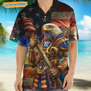 GeckoCustom Eagle With USA Flag Hawaii Shirt N304 889290