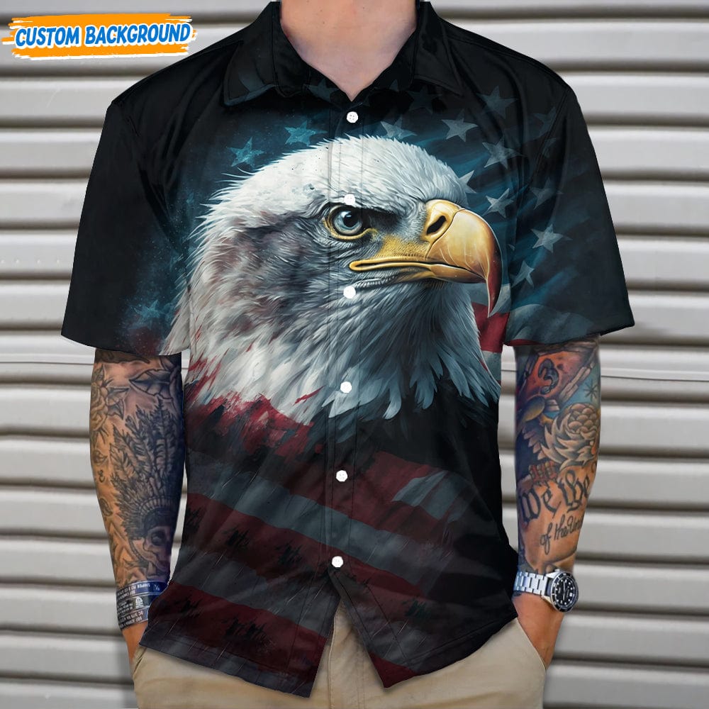 GeckoCustom Eagle With USA Flag Hawaii Shirt N304 889290