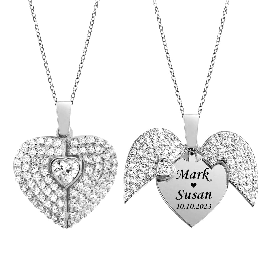 GeckoCustom Engraved Heart Necklace Personalized Gift DA199 890263