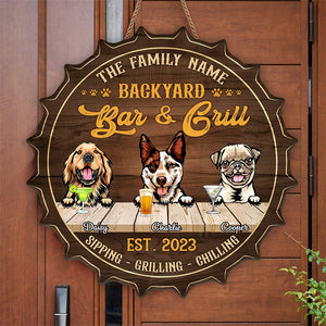 GeckoCustom Family Dog Bar And Grill Wood Doorsign Personalized Gift N304 889797