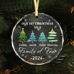 GeckoCustom Family of Three - Our 1st Christmas Personalized Glass Ornament HA75 891380