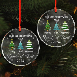 GeckoCustom Family of Three - Our 1st Christmas Personalized Glass Ornament HA75 891380