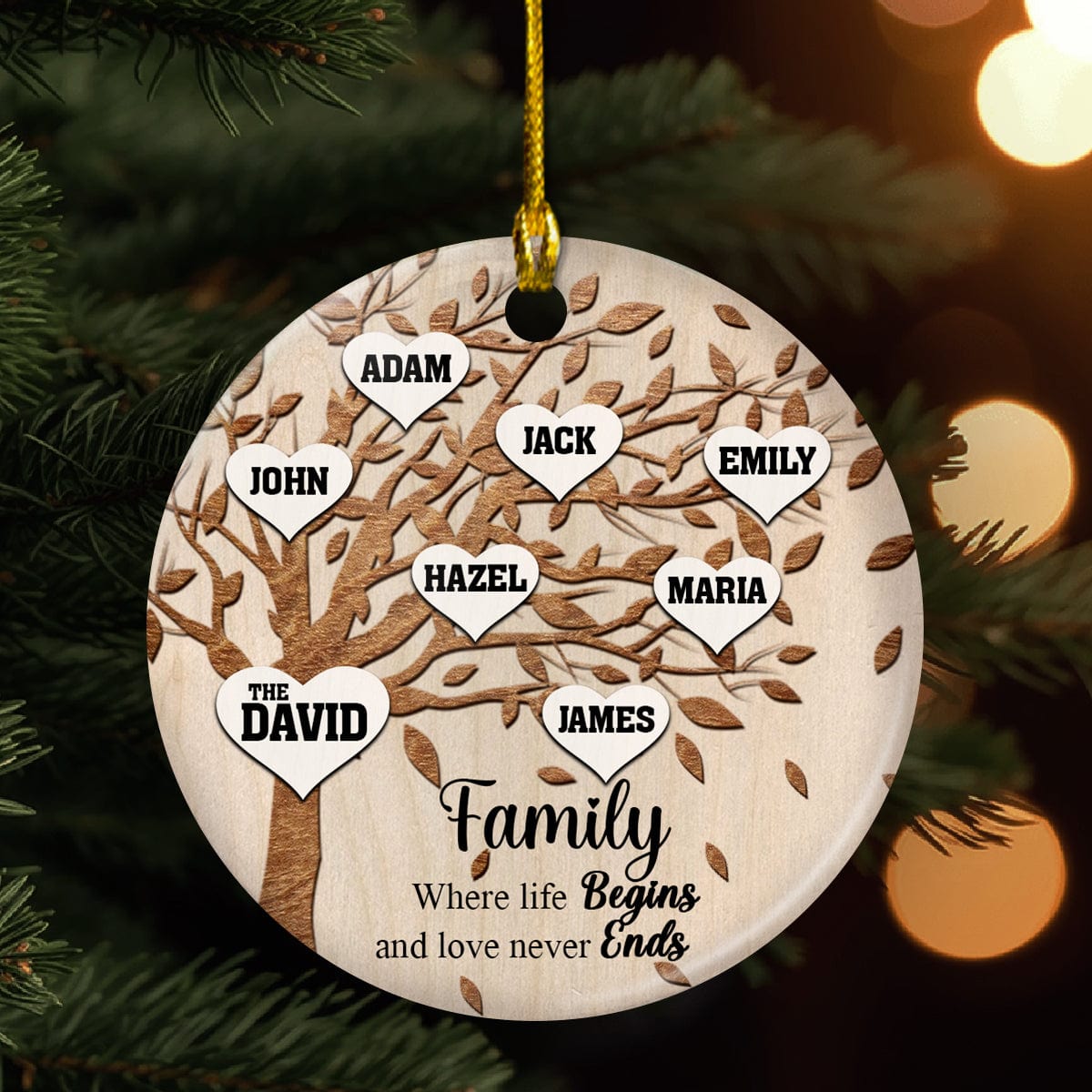 GeckoCustom Family Where Life Begins and Never Ends Personalized Ceramic Ornament HA75 891434