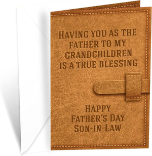 GeckoCustom Father'S Day Card for Son, Made in America, Eco-Friendly, Thick Card Stock with Premium Envelope 5In X 7.75In, Packaged in Protective Mailer Son In Law