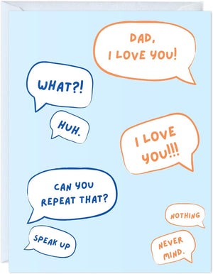 GeckoCustom Fathers Day Card for Dad Birthday, Anniversary Husband Him Grandpa Grandfather Stepdad Stepfather, Birthday Thank You Kawaii Greeting Card (Thanks for Feeding Me ...) Dad, I Love You! What? Huh? ...