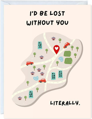 GeckoCustom Fathers Day Card for Dad Birthday, Anniversary Husband Him Grandpa Grandfather Stepdad Stepfather, Birthday Thank You Kawaii Greeting Card (Thanks for Feeding Me ...) I’D Be Lost Without You. Literally.