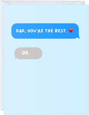 GeckoCustom Fathers Day Card for Dad Birthday, Anniversary Husband Him Grandpa Grandfather Stepdad Stepfather, Birthday Thank You Kawaii Greeting Card (Thanks for Feeding Me ...) You’Re The Best Dad! Ok (Text Message)