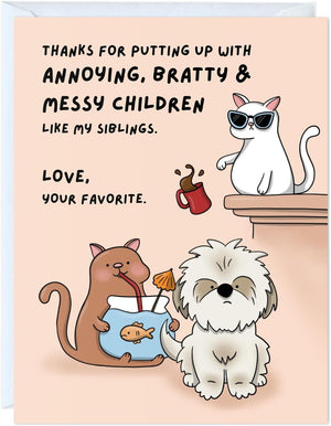 GeckoCustom Fathers Day Card for Dad Birthday, Anniversary Husband Him Grandpa Grandfather Stepdad Stepfather, Birthday Thank You Kawaii Greeting Card (Thanks for Feeding Me ...) Like My Siblings