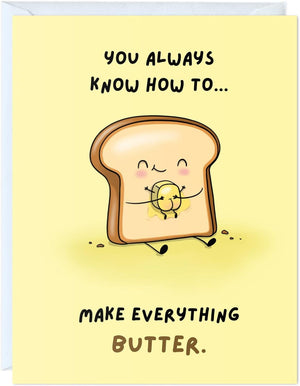 GeckoCustom Fathers Day Card for Dad Birthday, Anniversary Husband Him Grandpa Grandfather Stepdad Stepfather, Birthday Thank You Kawaii Greeting Card (Thanks for Feeding Me ...) Everything Butter