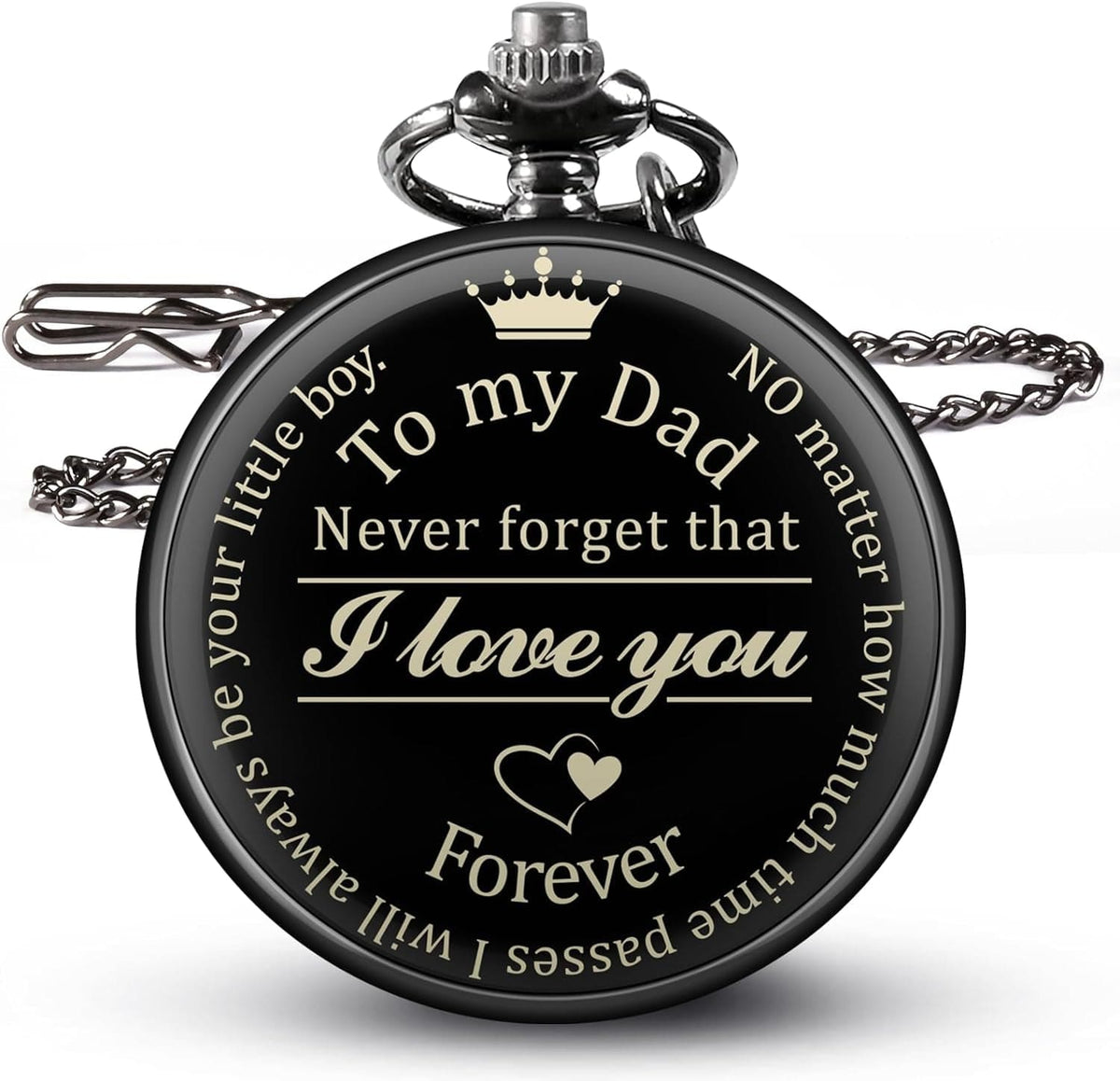 GeckoCustom Fathers Day Dad Gifts from Daughter Son, Birthday Gifts for Dad Grandpa Husband Step Dad Personalized Pocket Watch with Chain Boy